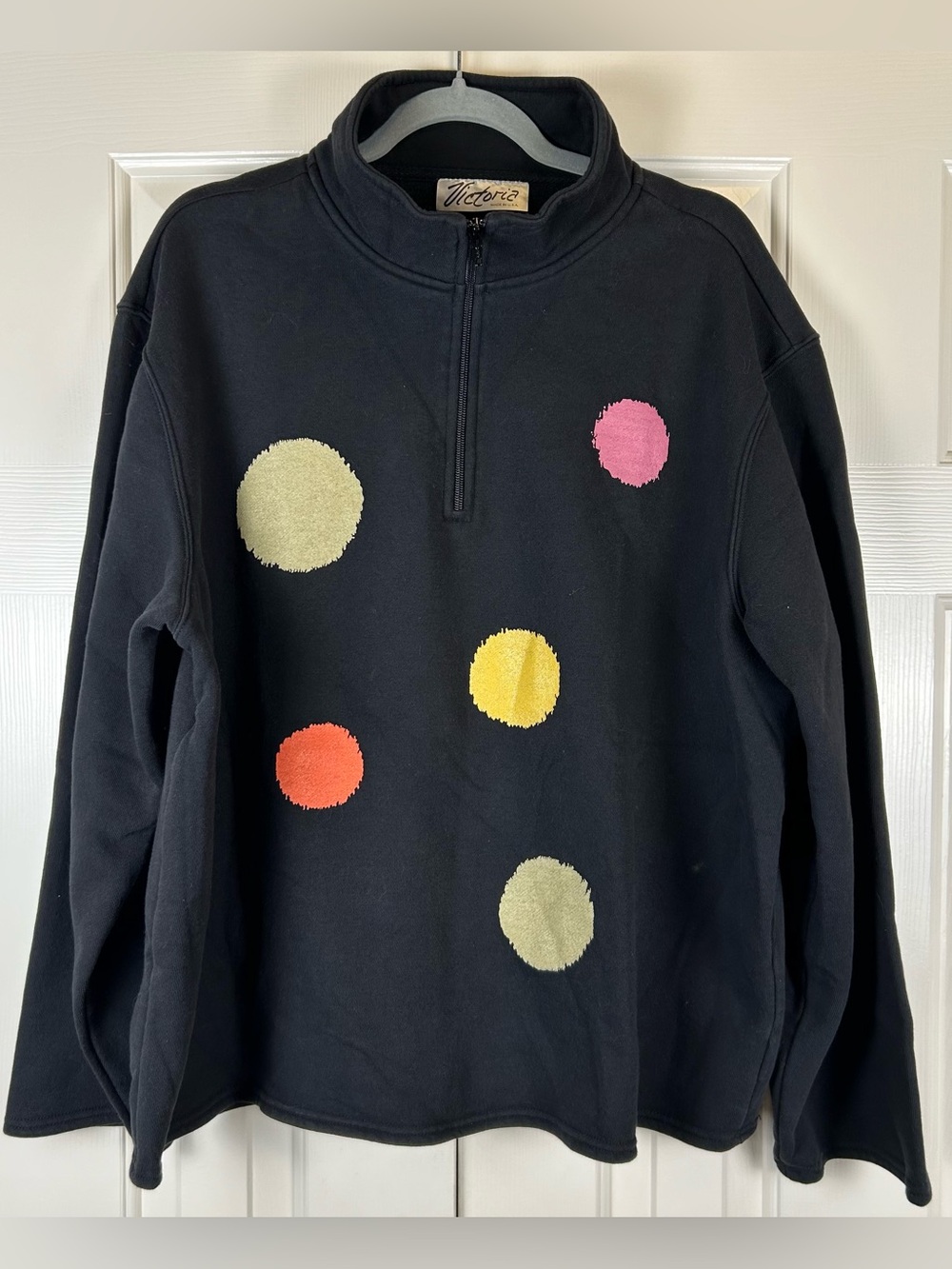 Victoria Polka Dot Quarter Zip Sweatshirt